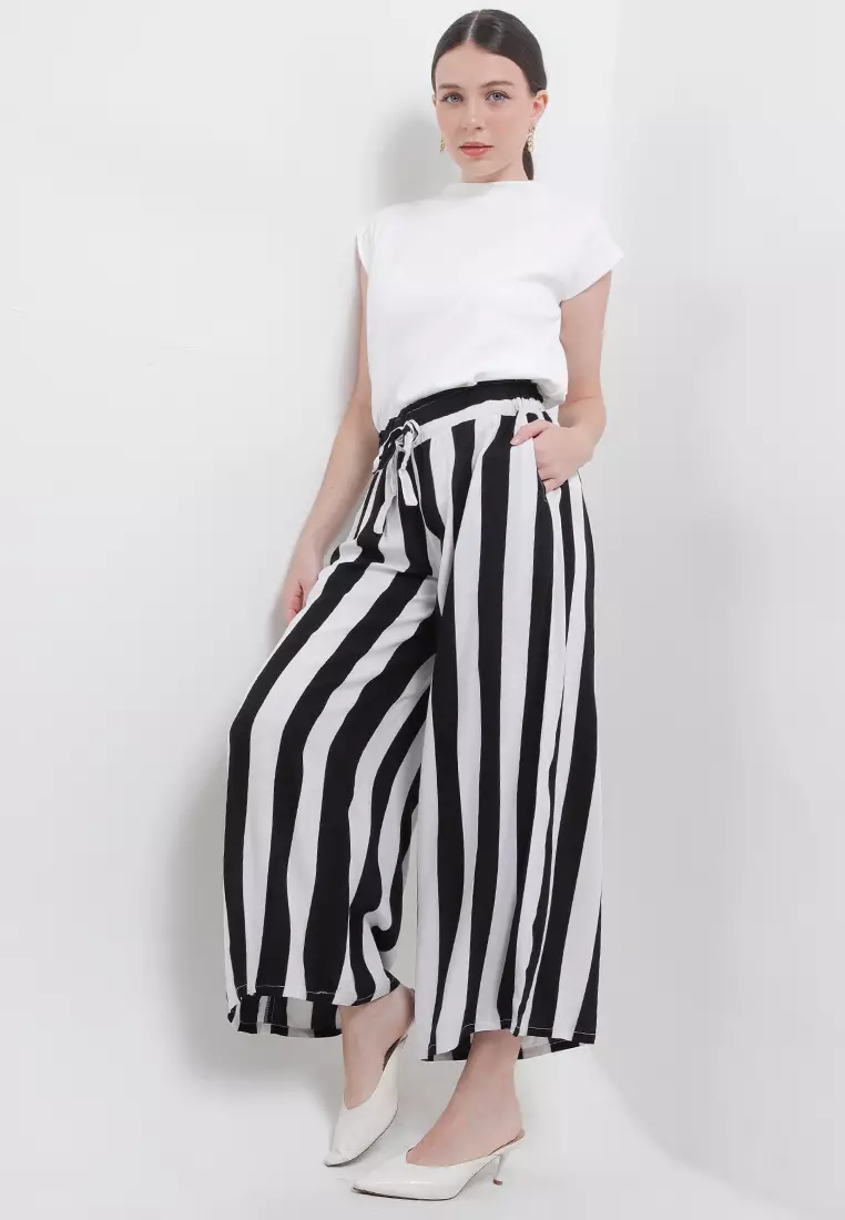 Celana Panjang Kulot Motif Garis Besar