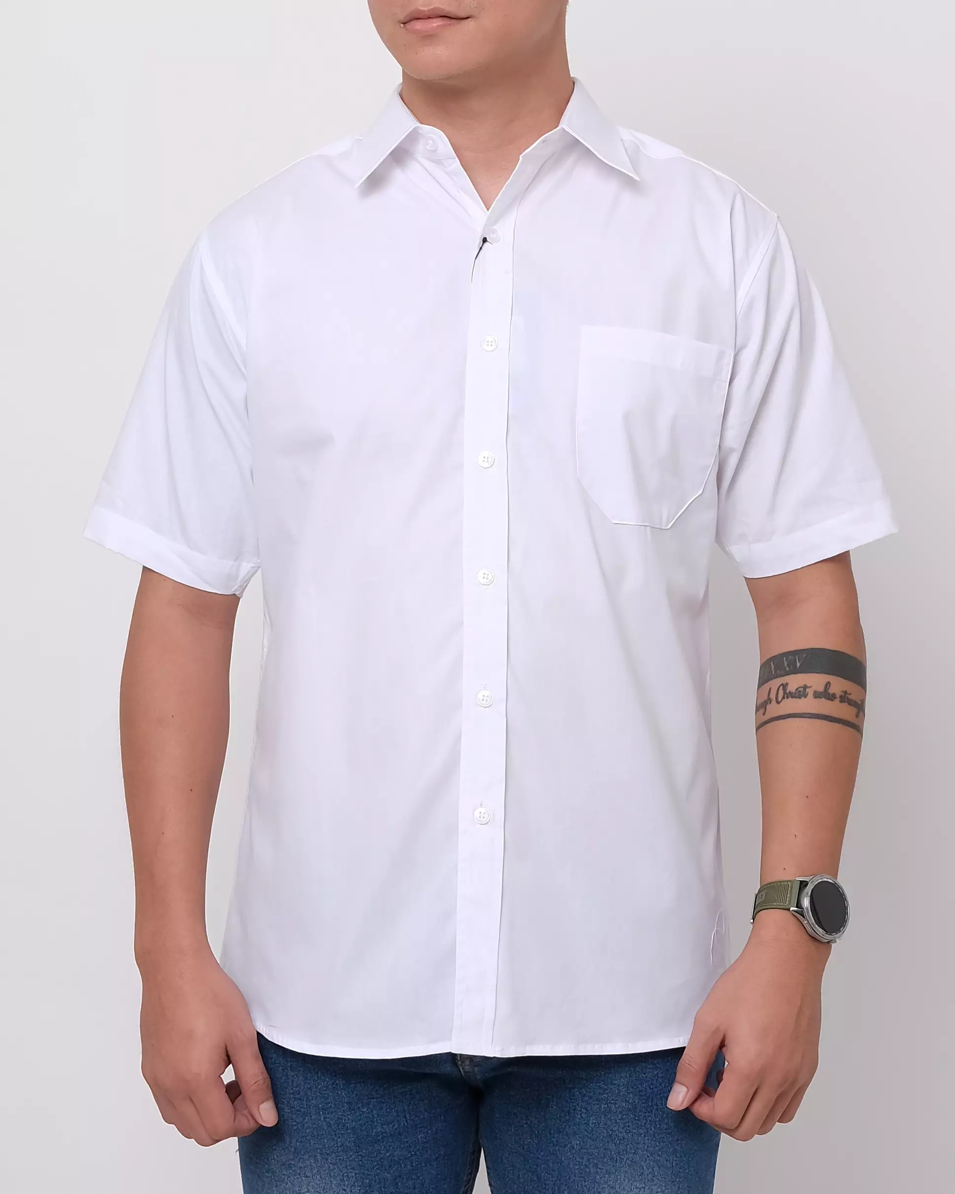 Andre Michel Kemeja Lengan Pendek Putih Polos 16755