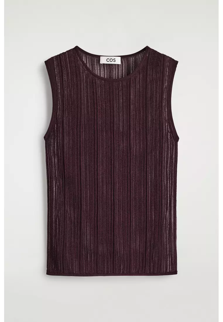 SHEER LACE-KNIT TANK TOP