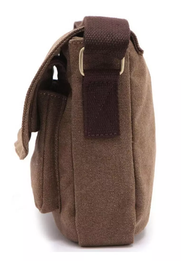 Corner Tas Selempang Pria Wanita Messenger Bag Many Slot Bahan Canvas ORIGINAL - Brown
