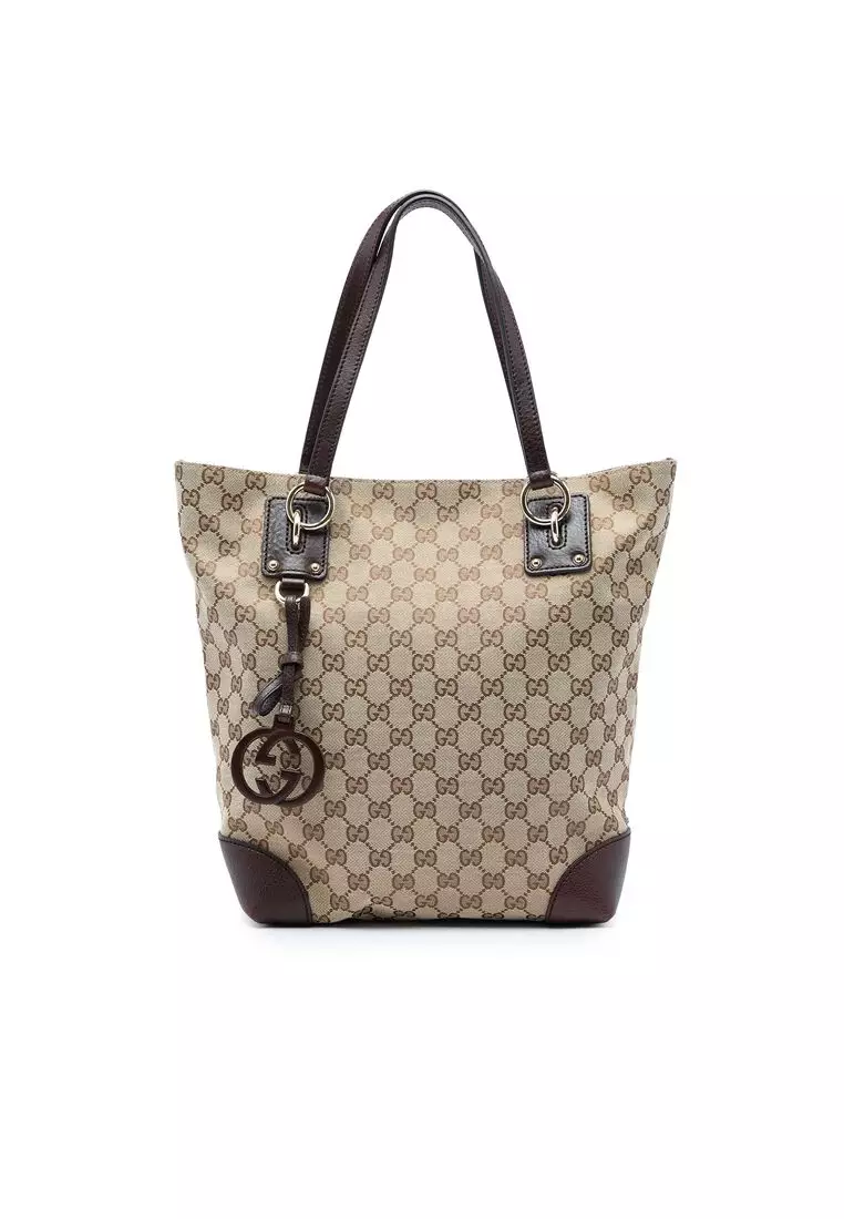Pre-Loved Gucci Gg Canvas Gg Charm Tote