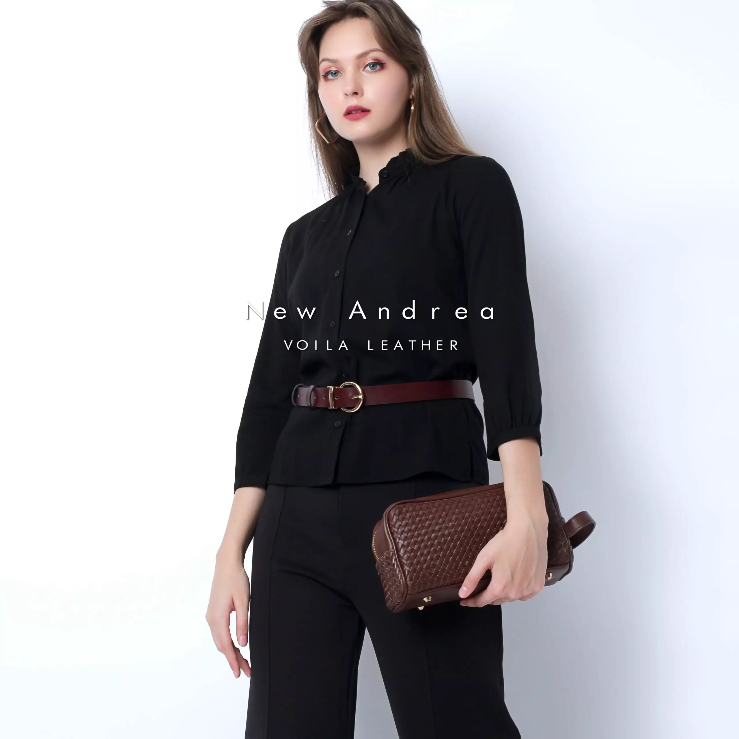 Pouch Anyaman Kulit Asli Voila New Andrea Brown