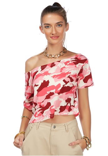 London Rag pink Pink Camouflage Self Style Crop Top A8FE3AACAC516DGS_1