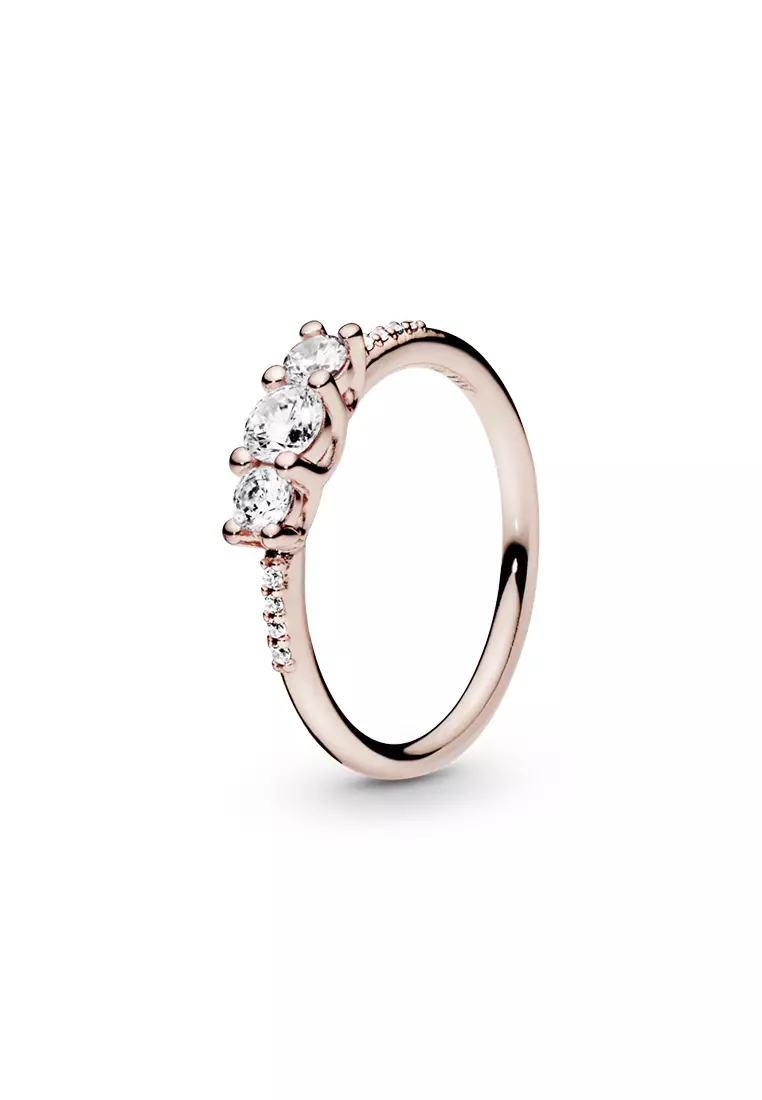 Buy PANDORA Pandora 14K Rose Gold Plated Trio Ring with Clear