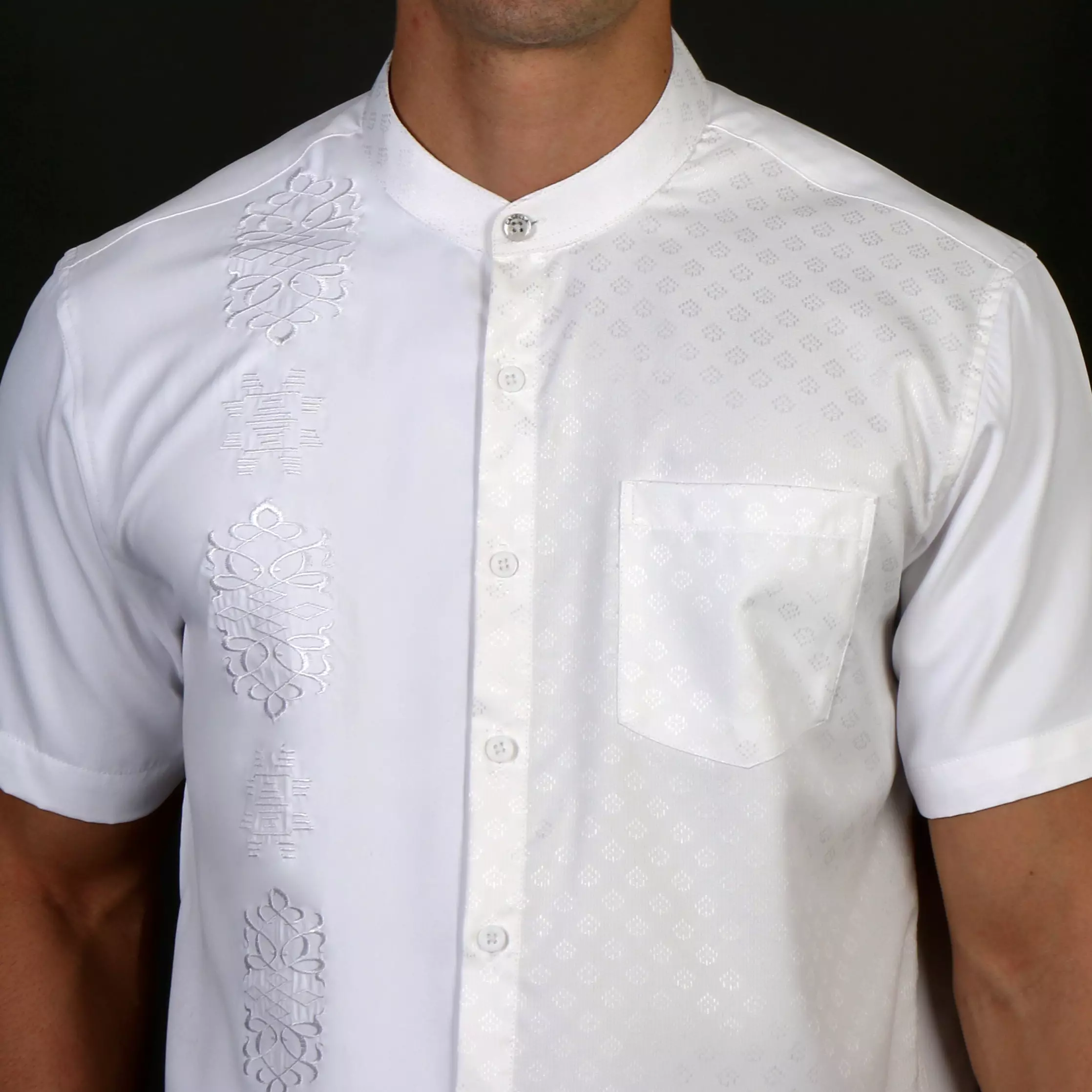 Casella Baju Koko Pria Lengan Pendek Arabesque White 4887