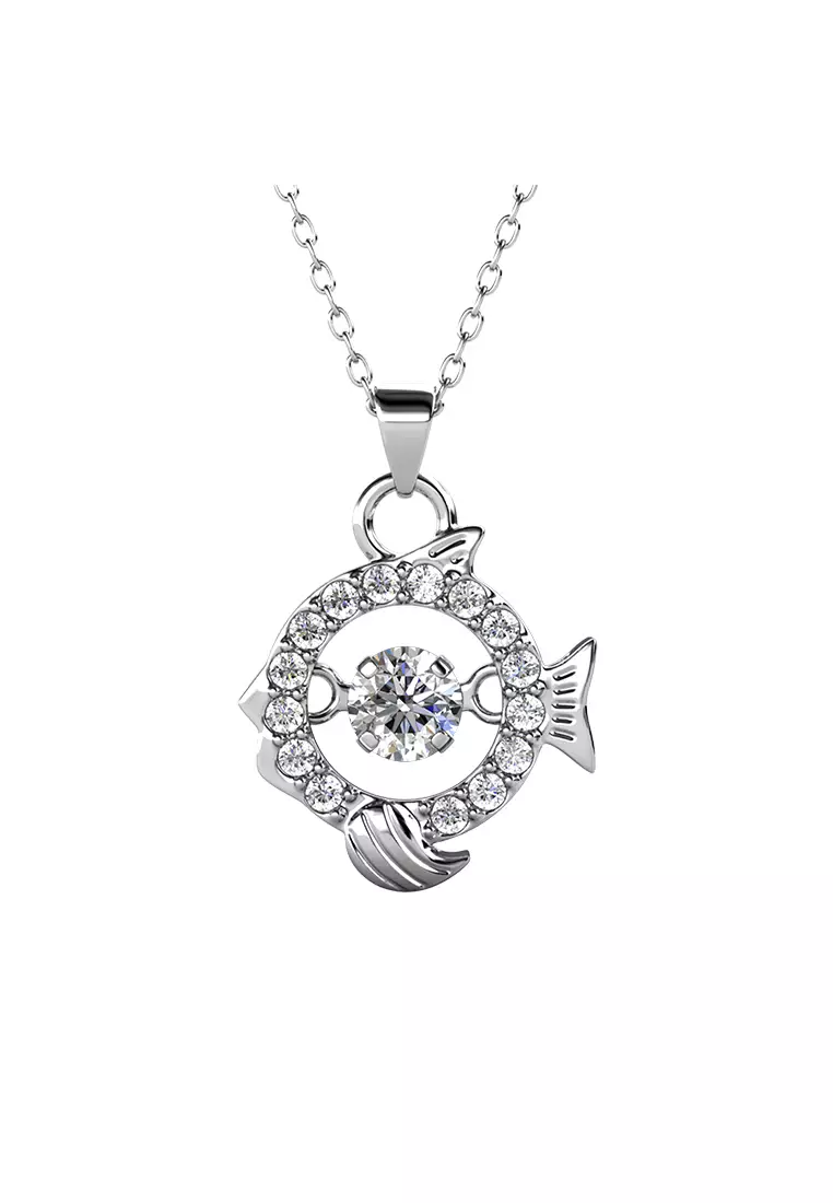 Her Jewellery 12 Dancing Horoscope Pendant (Pisces) - Luxury Crystal Embellishments plated with 18K Gold