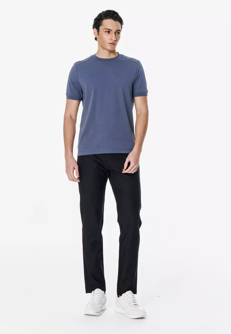 黑色修身版涼感休閒褲