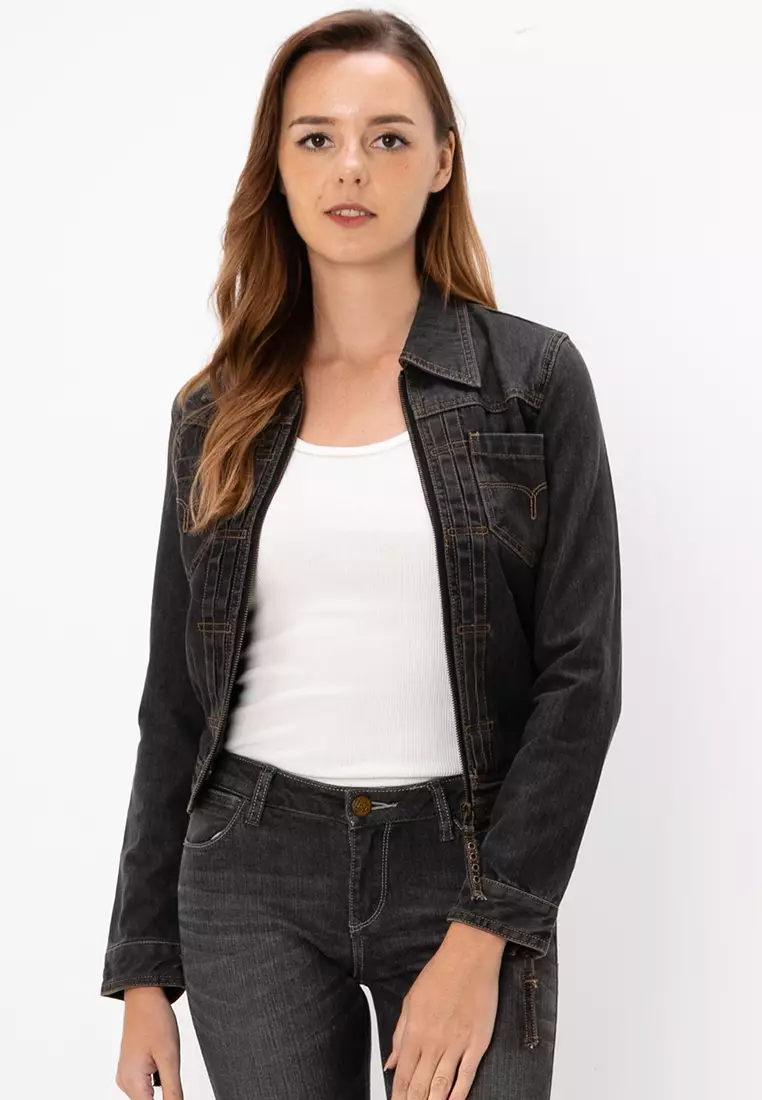 LJK LADIES DENIM ZIPPER JACKET