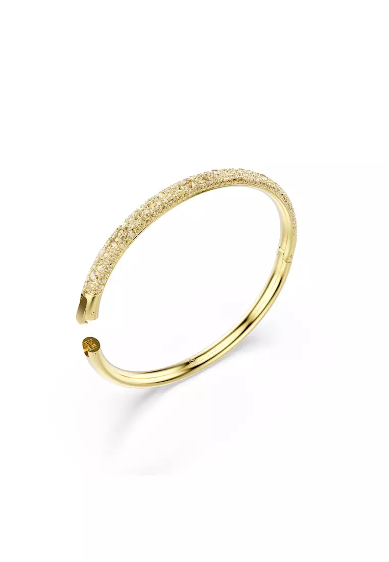 Sublima bangle, Snow pavé, White, Gold-tone plated