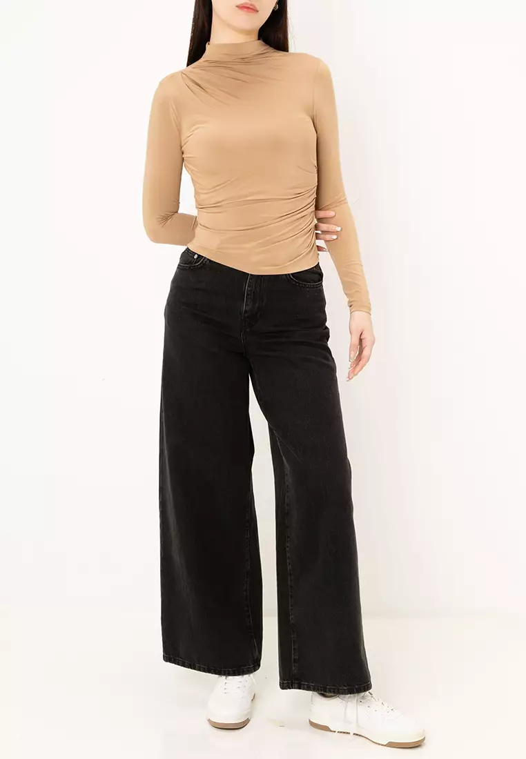 Long Sleeve Ruched Jersey Top