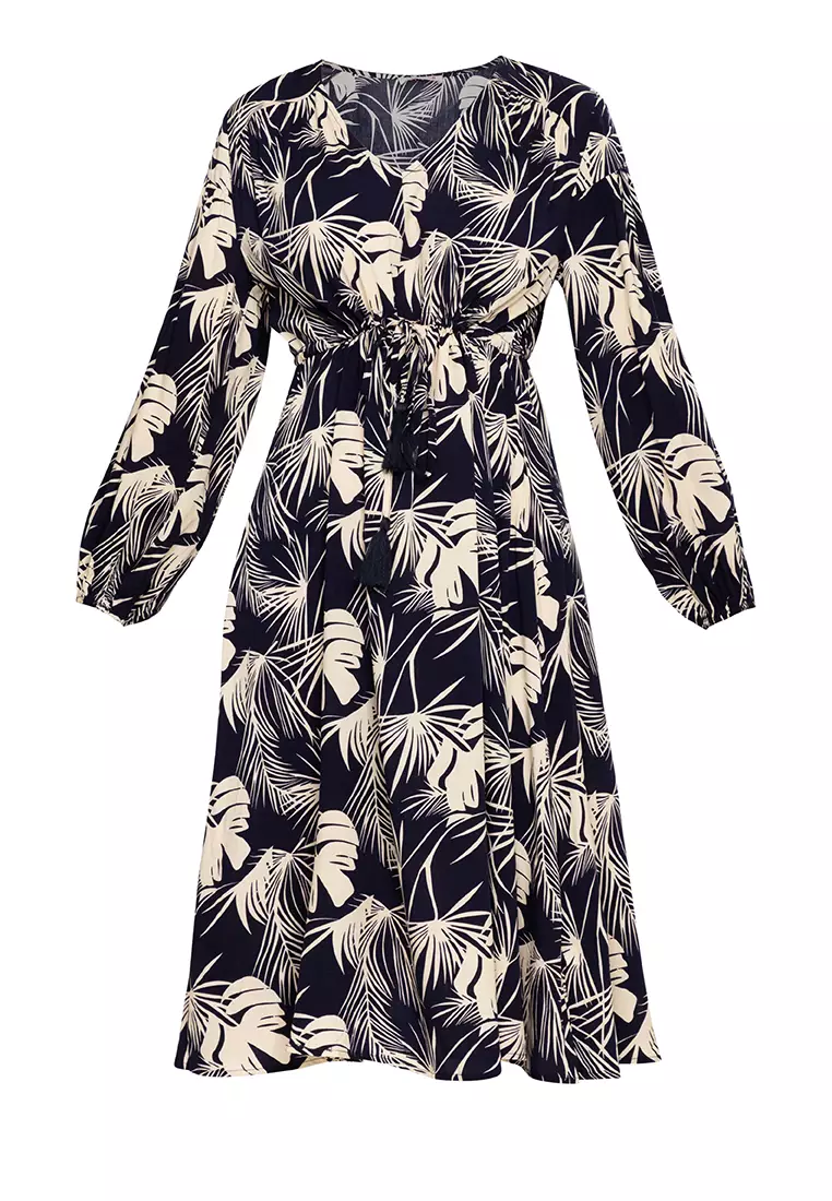 Charina V-Neck Drawstring Midi Dress