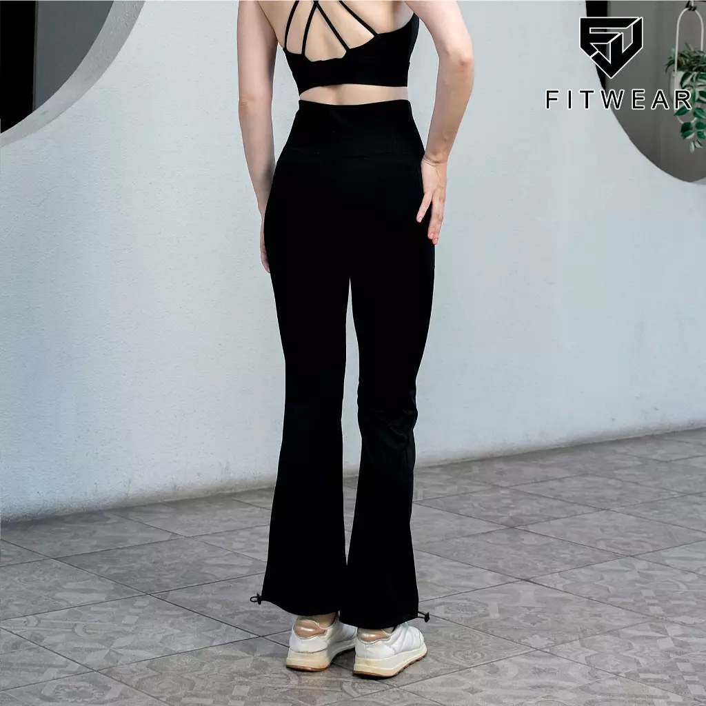 Fitwear - Legging Jogger Olahraga Wanita LINDA 2IN1 ANKLE SERUT - BLACK DRYFIT 2POCKET