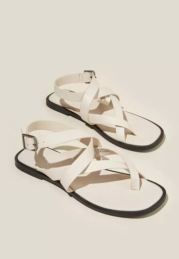 White toe cheap loop sandals