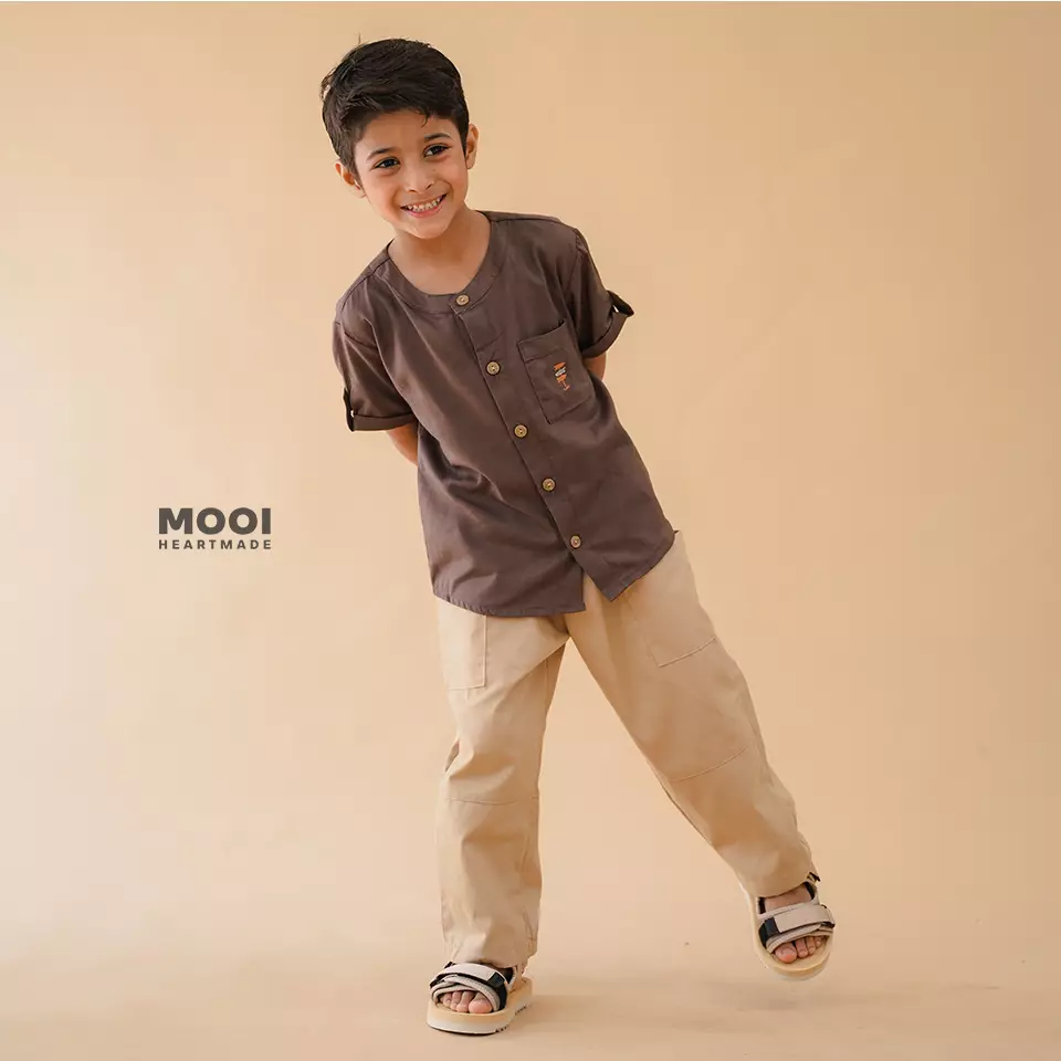 Mooi Kemeja Anak Laki – Laki Melvin Pocket Shirt - Khaki