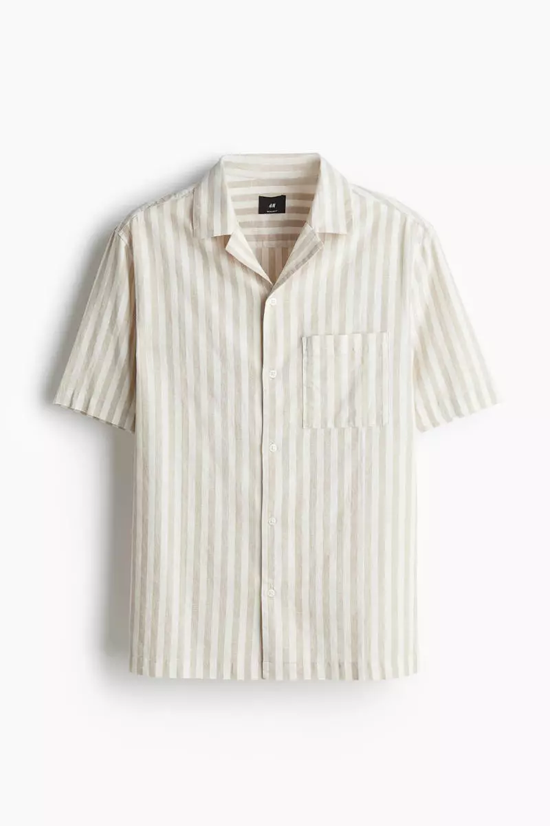 Regular Fit Short-sleeved linen-blend shirt