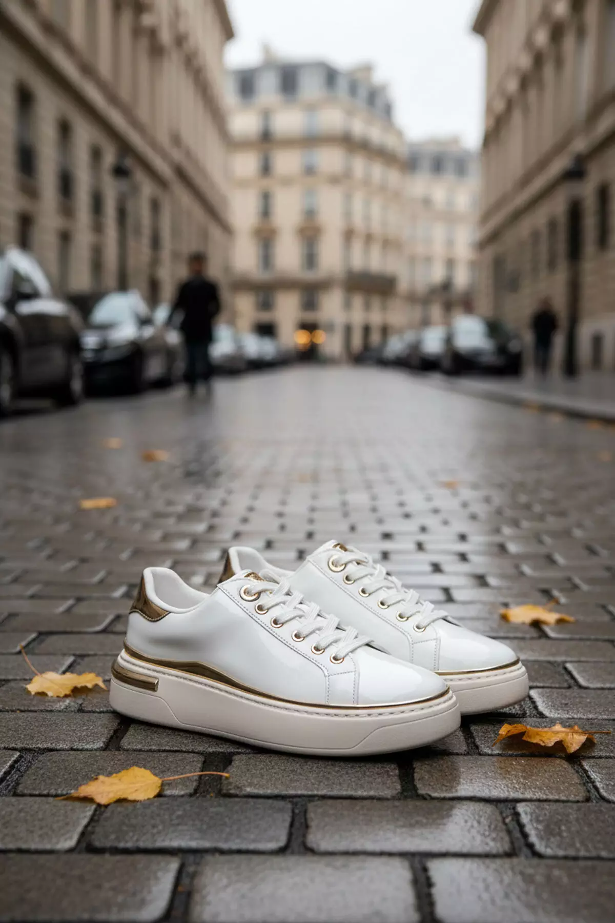 White-Gold Women'S Sneaker 20810