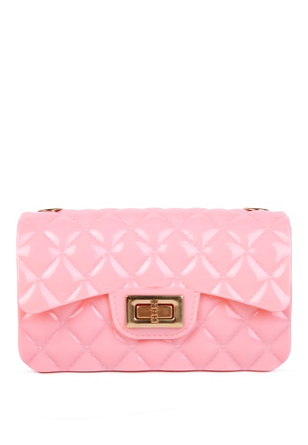 London Rag pink Pink Jelly Quilted Rectangular Sling Bag E6FECACFC7737FGS_1