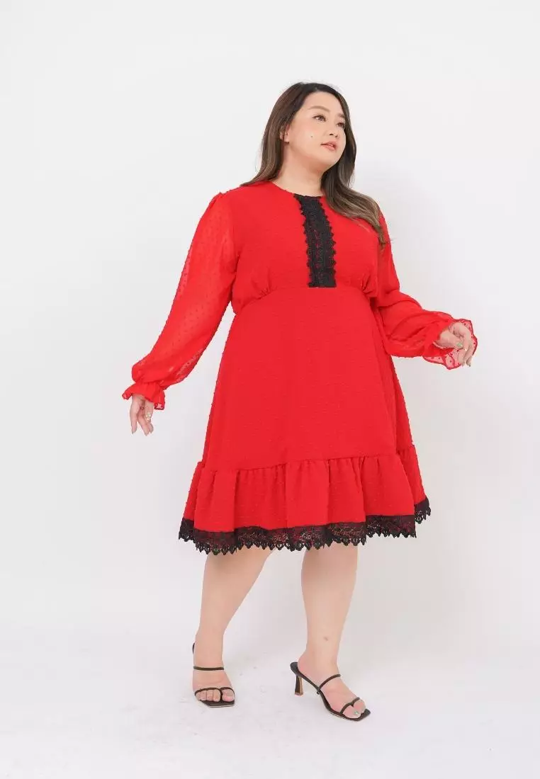 Plus Size Party Dress Cecillie Red
