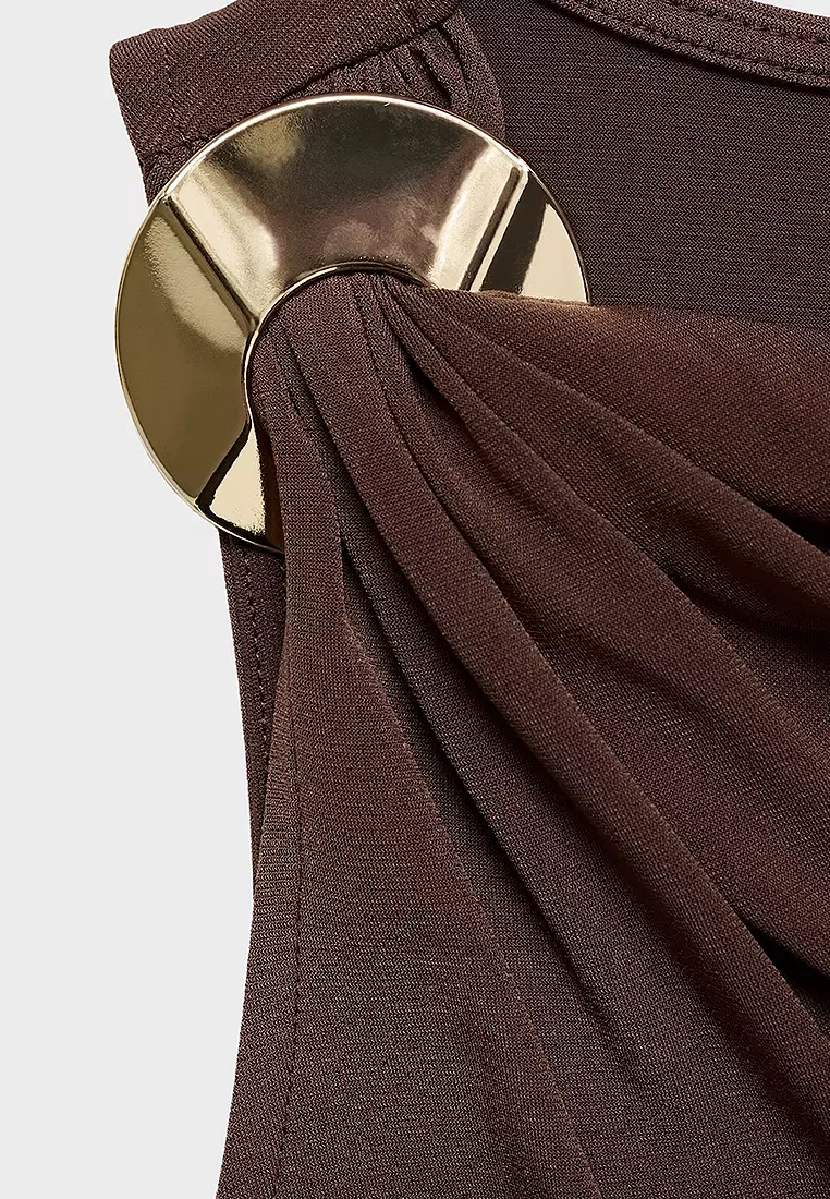 Draped Dress With Metallic Detail