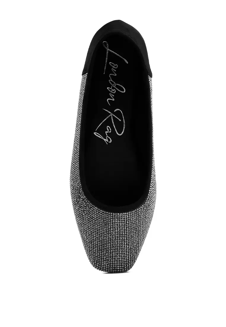 Black Shimmering Rhinestone Ballerinas