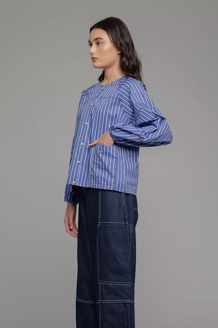 COTTONINK - Atasan Blouse Wanita Blue Striped Pippy #StudioSpringCollection