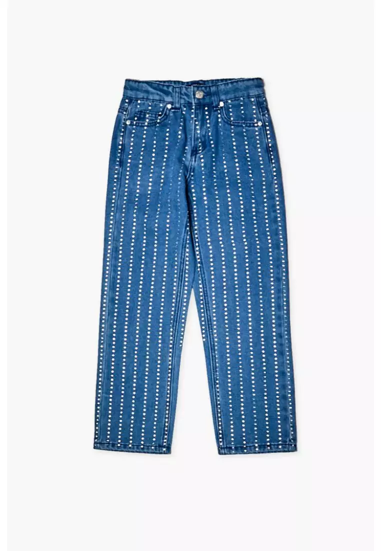 Buy FOREVER 21 Rhinestone Striped Jeans kids 2024 Online