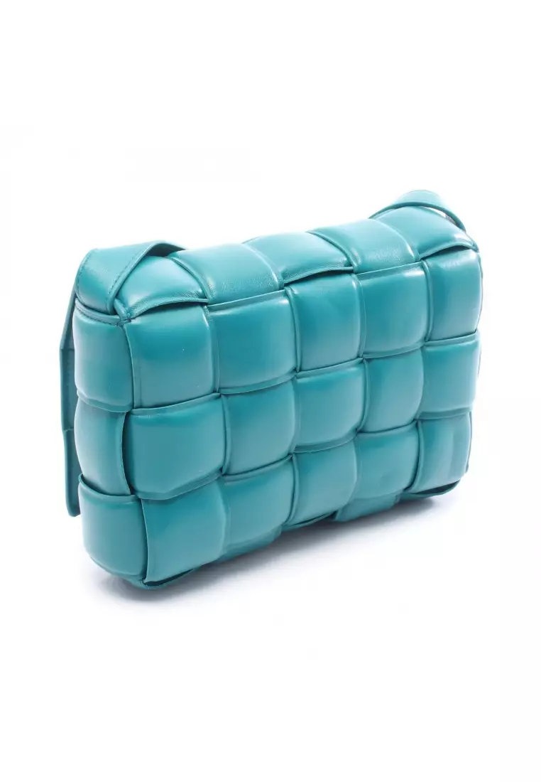 Pre-Loved BOTTEGA VENETA padet cassette Intrecciato Shoulder bag leather green