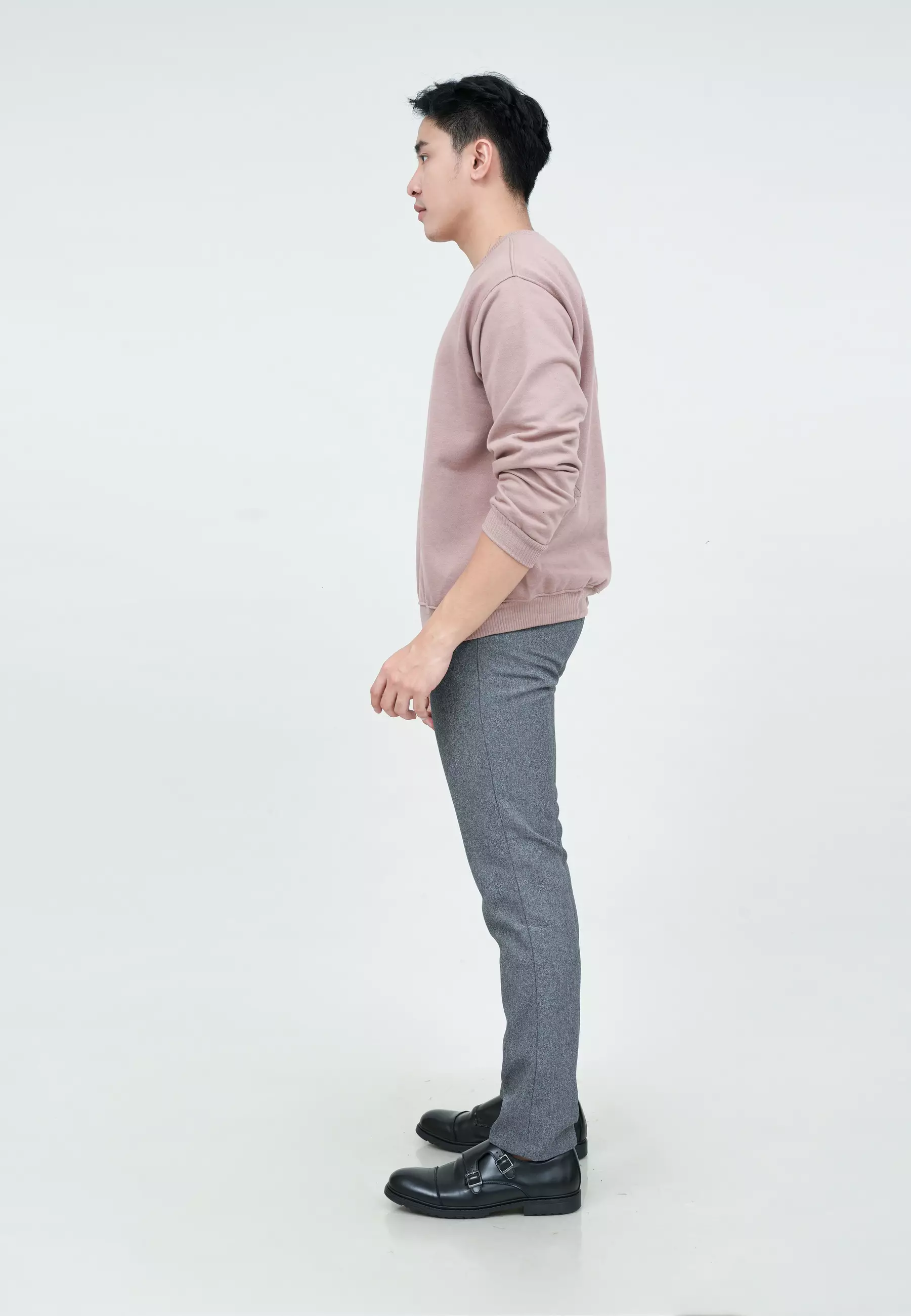 Sweater Basic Lengan Panjang Baju Sweater Tebal Kata Merah Muda