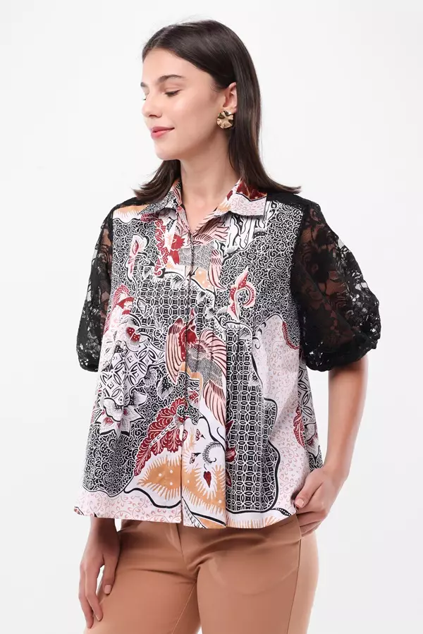 Minimal Gyandra Brocade Sleeve Ethnic Blouse - Beige