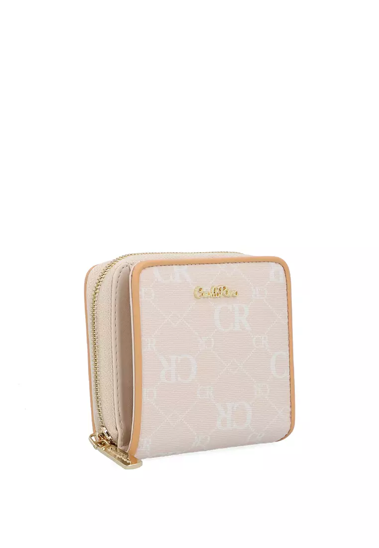 CR Monogram in Cream 2-Fold Wallet - Beige