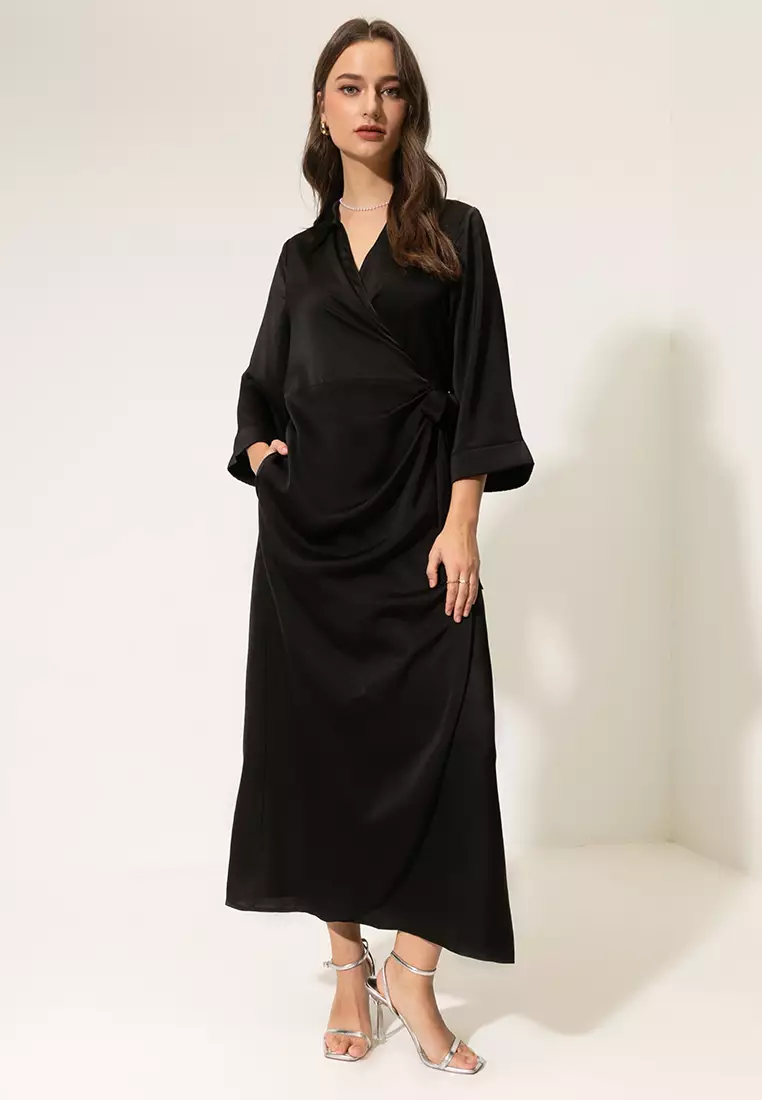 Buy ZALIA BASICS Recycle Satin Wrap Dress 2024 Online | ZALORA Philippines