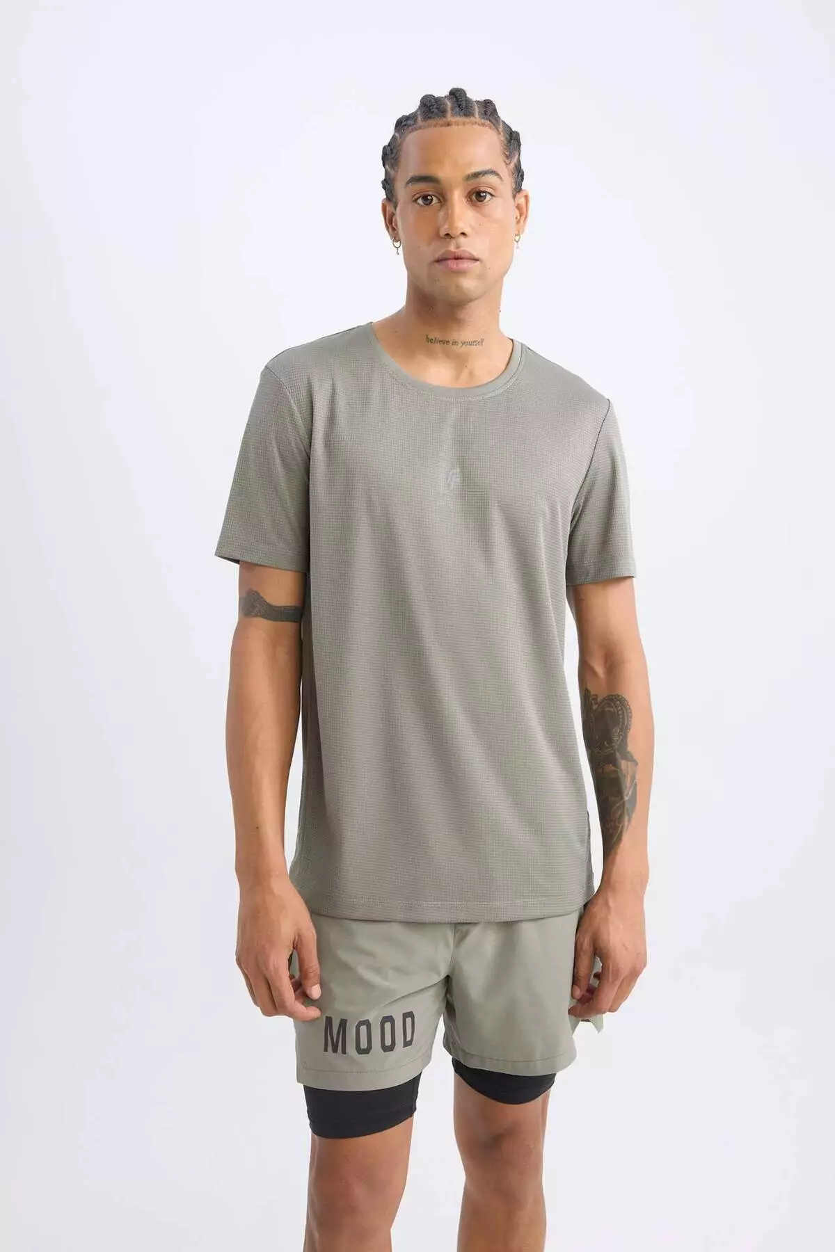 Defactofit Slim Fit Tight Fit Crew Neck Printed Sports Short Sleeve T-Shirt X6142Az24Sp