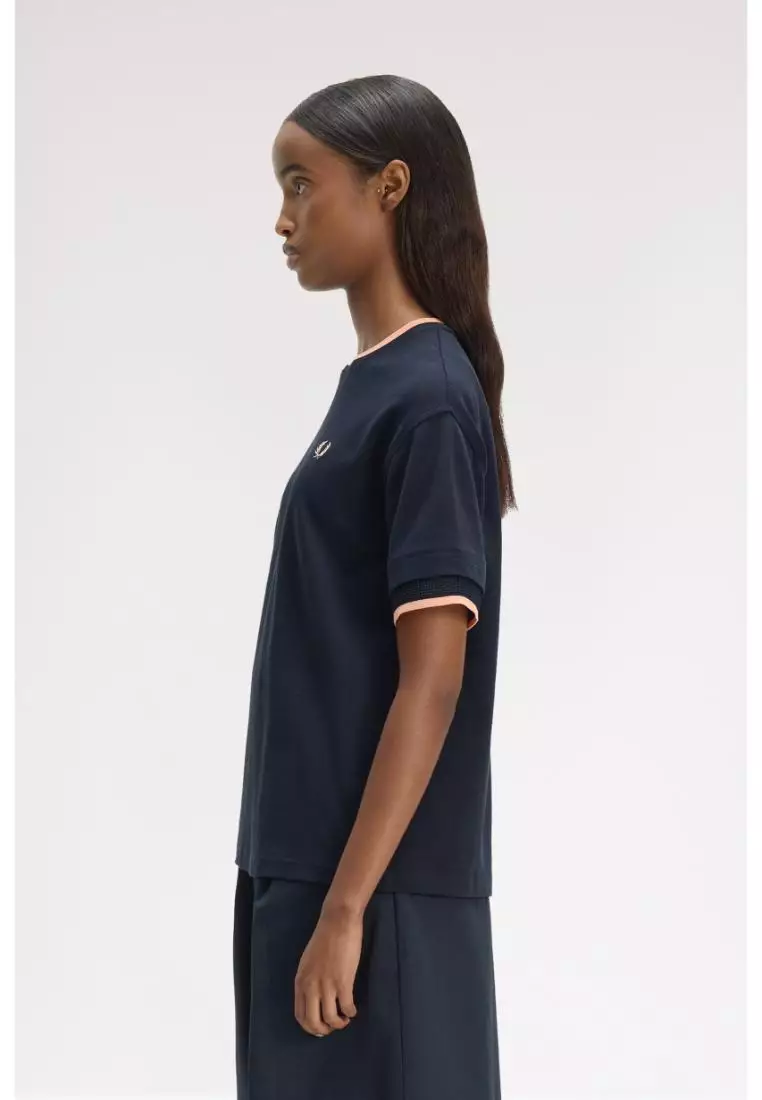 Fred Perry G2191 Tipped Mesh Pique T-Shirt (Navy)
