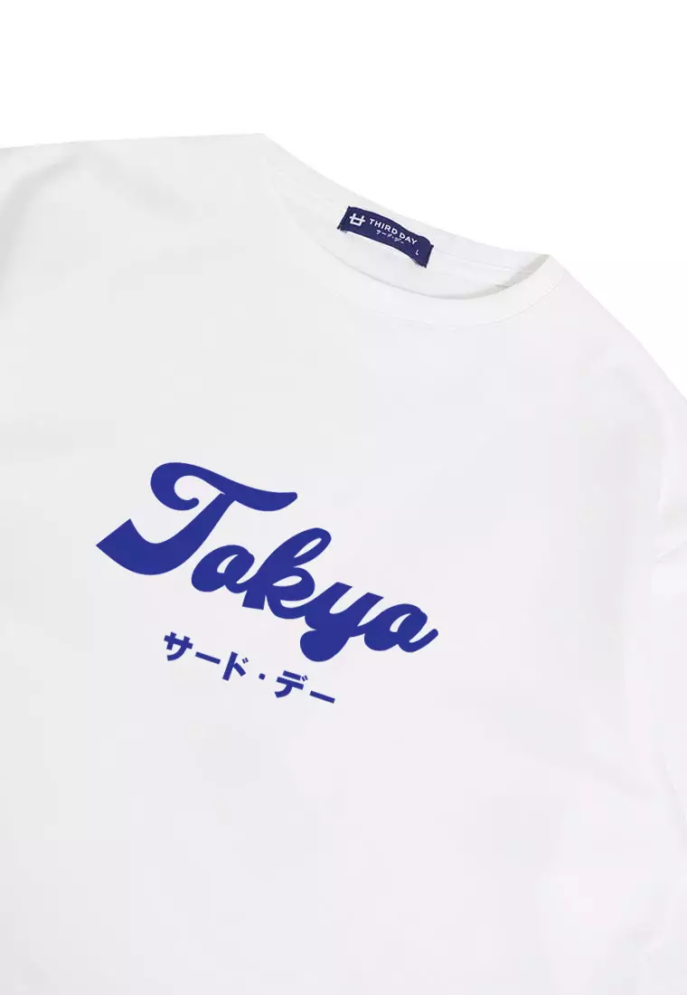 MTQ28 kaos oversize tokyo jepang distro pria bahan tebal scuba tokyo katakana putih