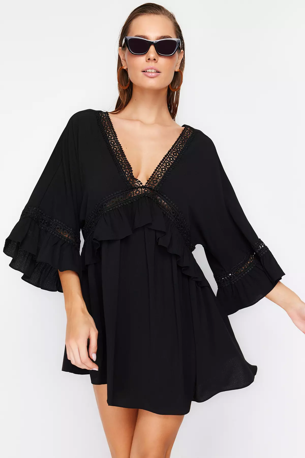 Lace Stripe Detailed Beach Dress