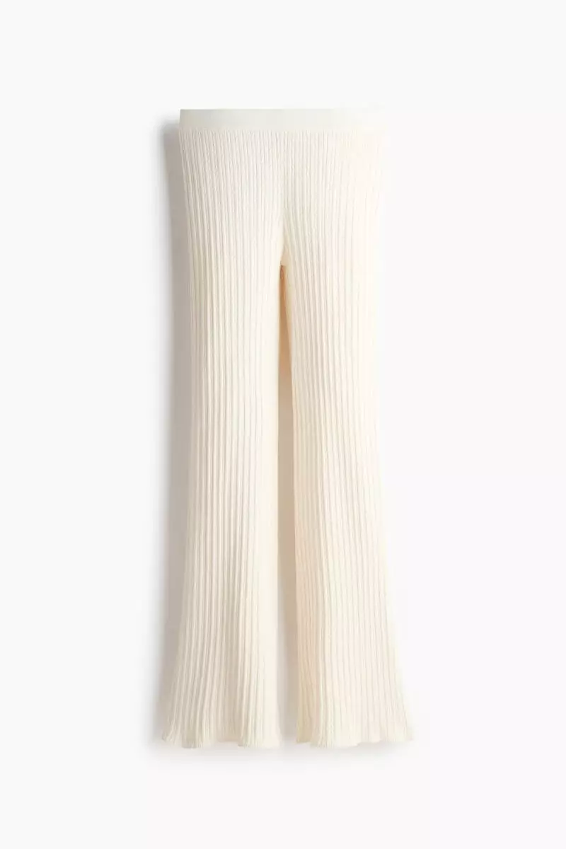 Flared cable-knit trousers