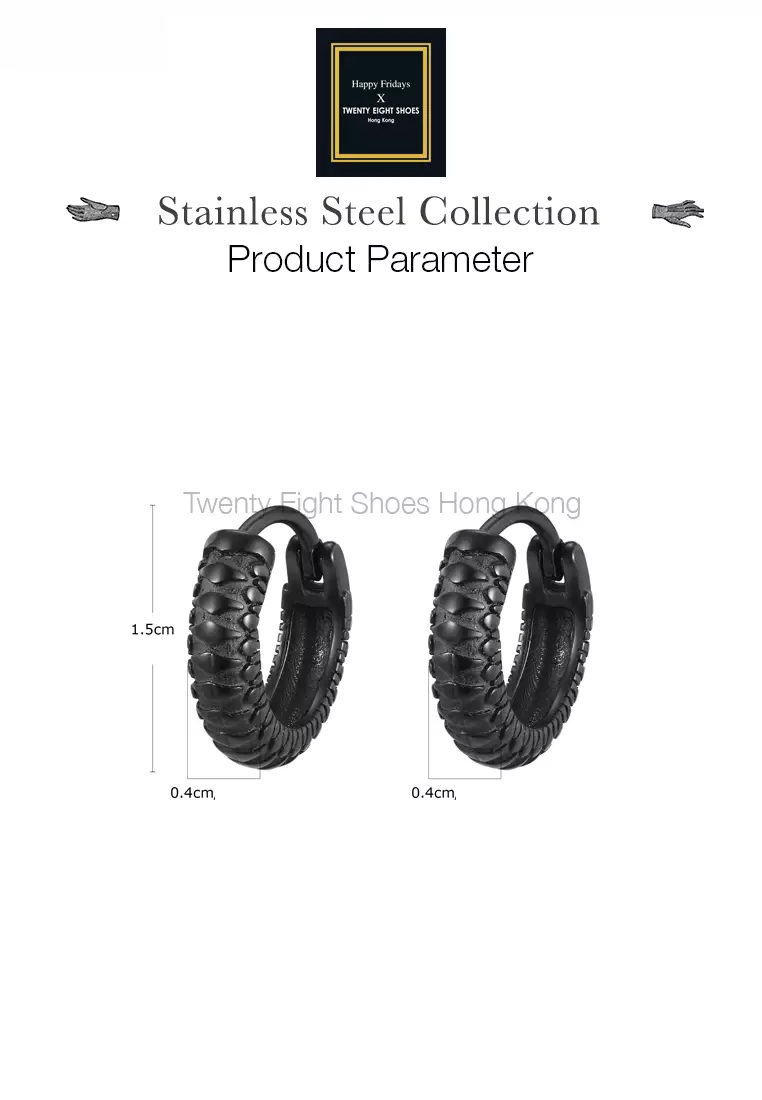 Unisex Stainless Steel Snake Pattern Hoop Earrings JW QX-EH688