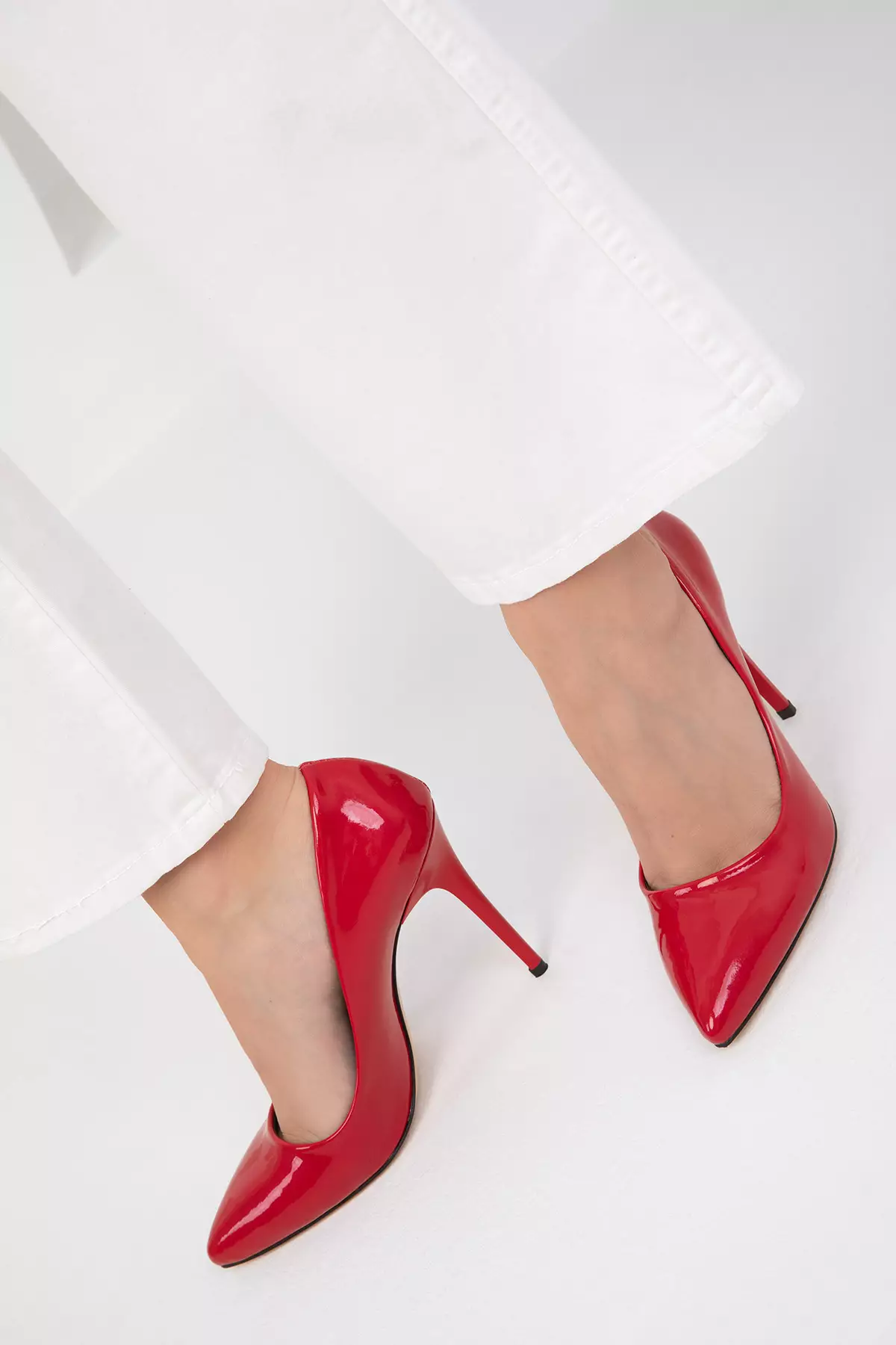 Patent Leather Red Women's Classic Heeled Shoes - 19720