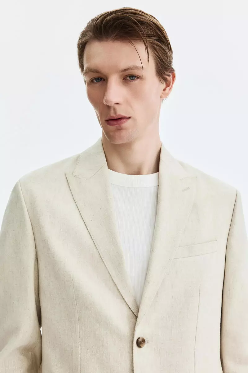 Regular Fit Linen-blend jacket