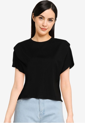 G2000 black Loose Tee with Shoulder Pleat Detail C5C10AAE3194E0GS_1