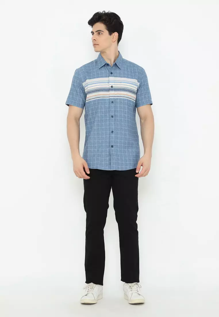 POLICE Kemeja Printing Cotton Soft Regular Fit Pria