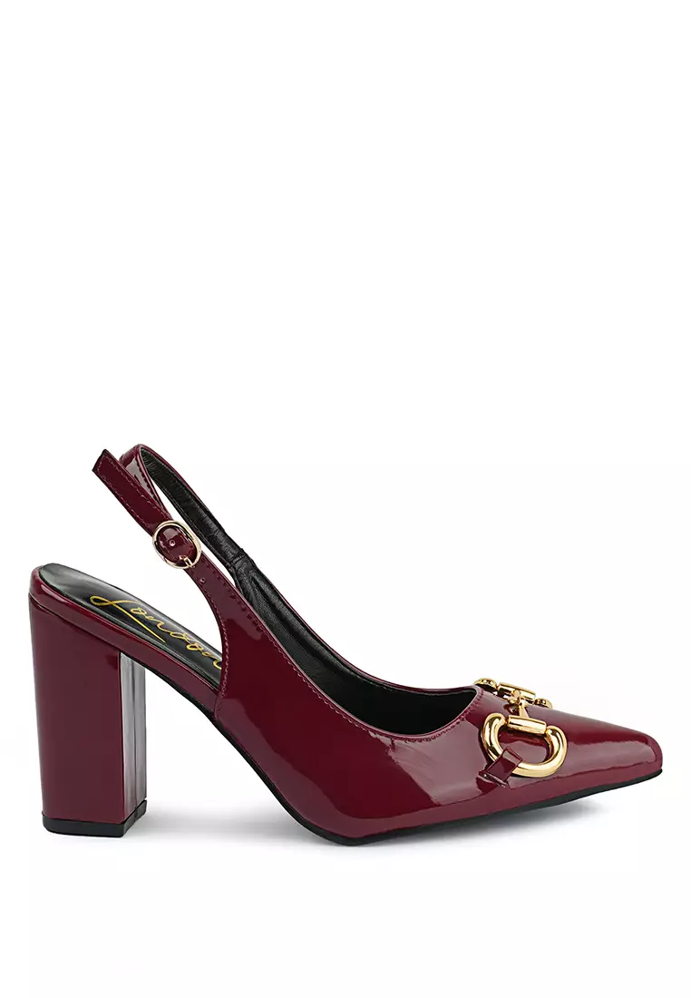 burgundy sandals mid heel