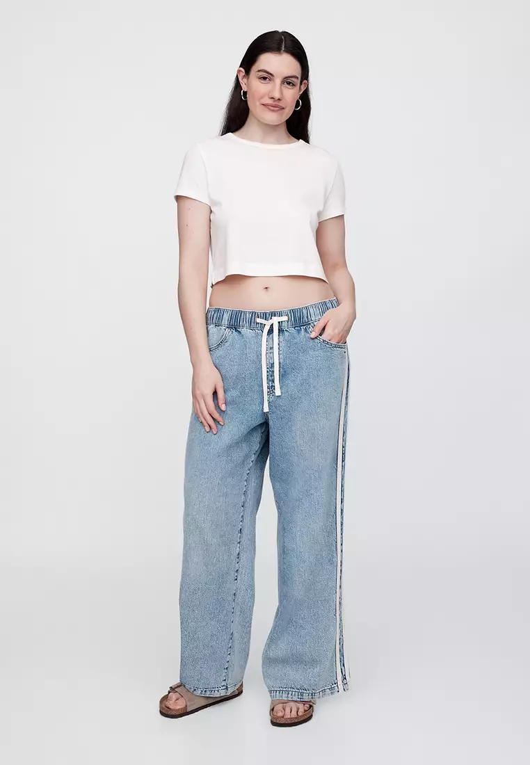 Wide Leg Jeans with Side Stripe