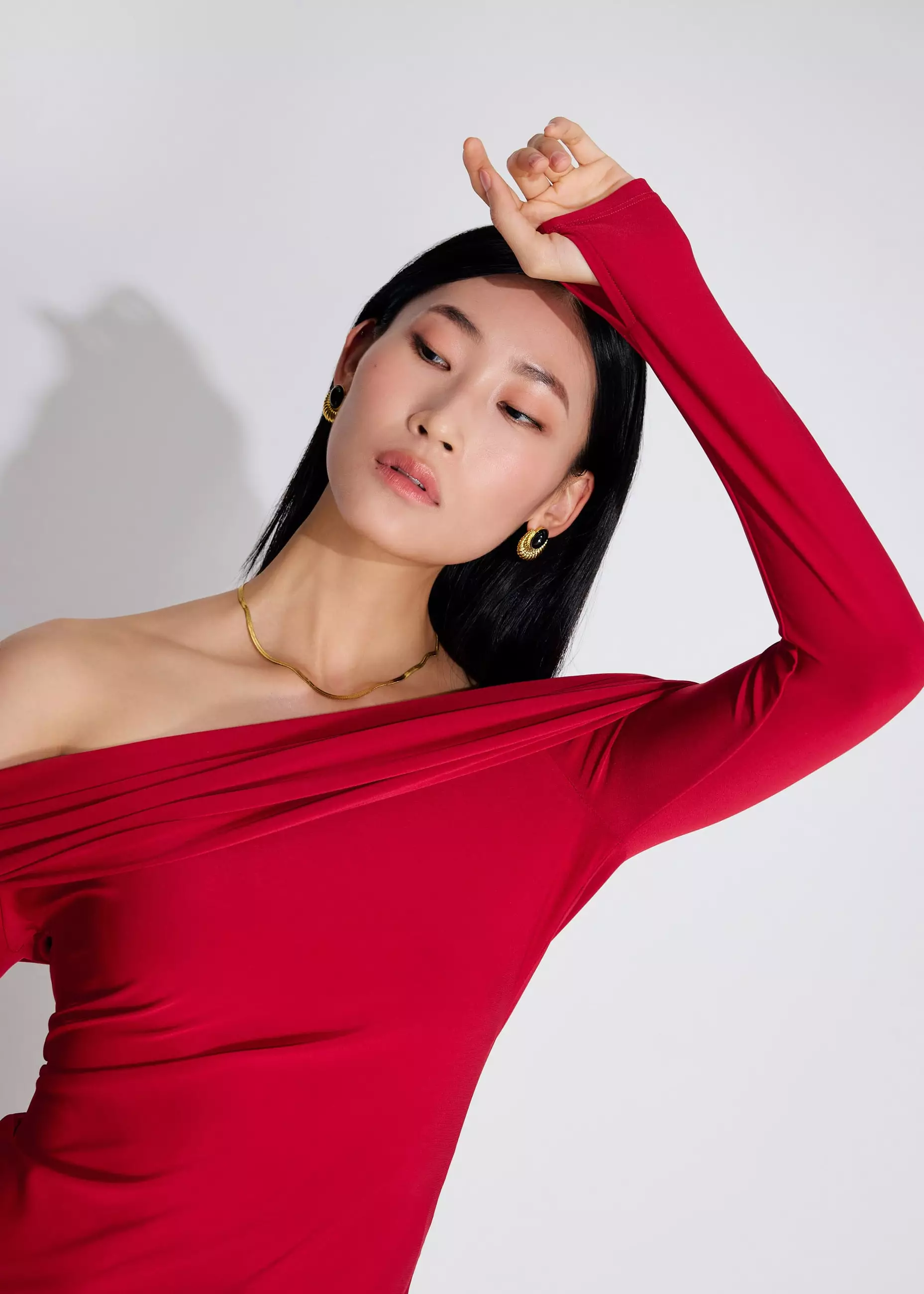 Atasan Wanita - Jersey Off-Shoulder Fitted Top