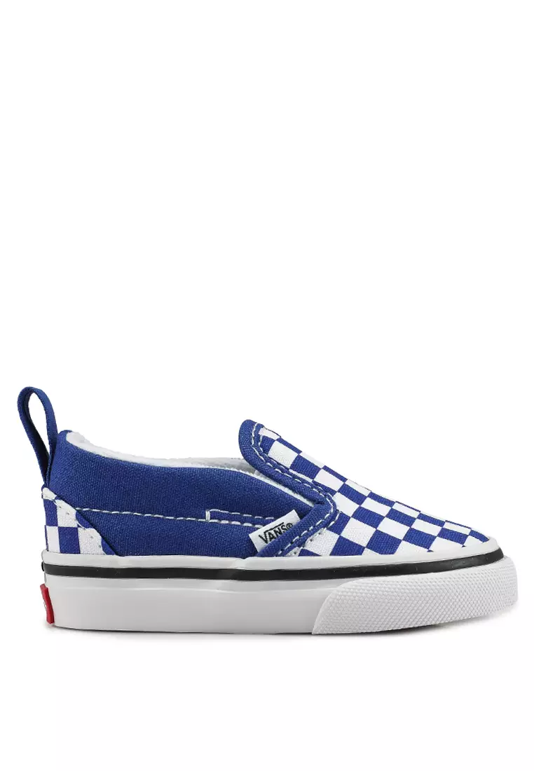 Navy blue checkerboard slip on vans new arrivals