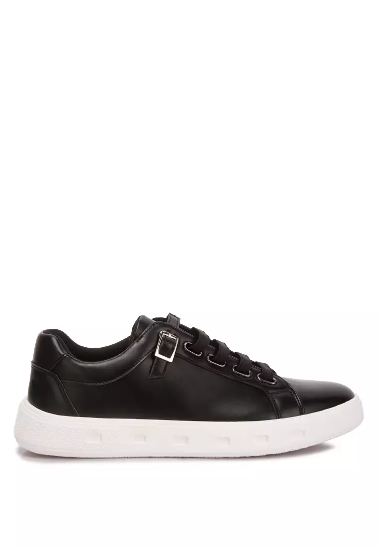 Discount on London Rag  shoes - SKU: Black Low Flatform Heel Lace Up Sneakers