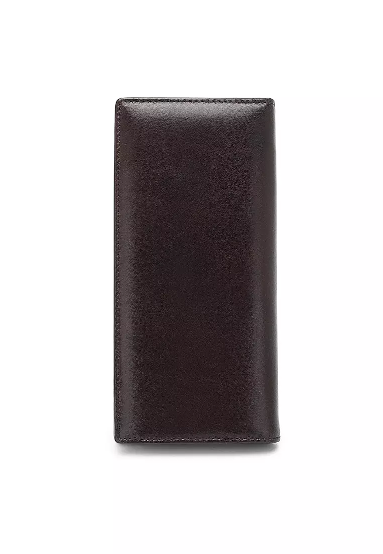 Genuine Leather RFID Blocking Long Wallet - Brown