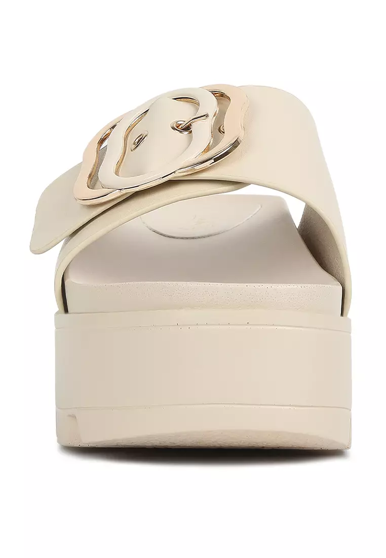 Buy London Rag Beige Lug Sole Flatform Sliders 2024 Online
