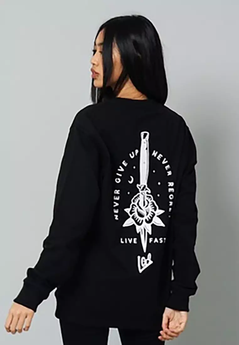 LGS Street - PIERCED ROSE - Sweatshirt - Hitam - Streetwear - Unisex - Hype - SW.10.H001.003