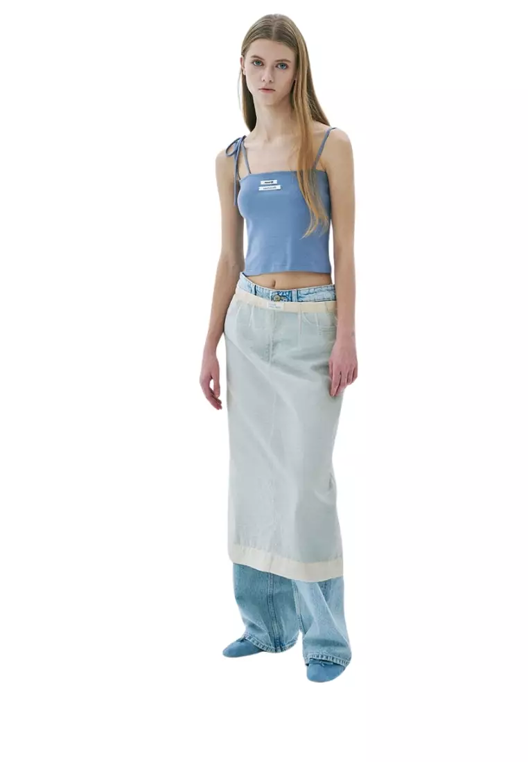 Sleeveless Double Label ribbon Detail - Blue